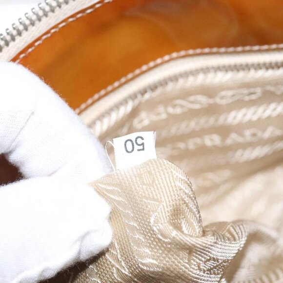 PRADA Quilted Hand Bag Nylon Beige Silver Auth - Picture 14 of 16